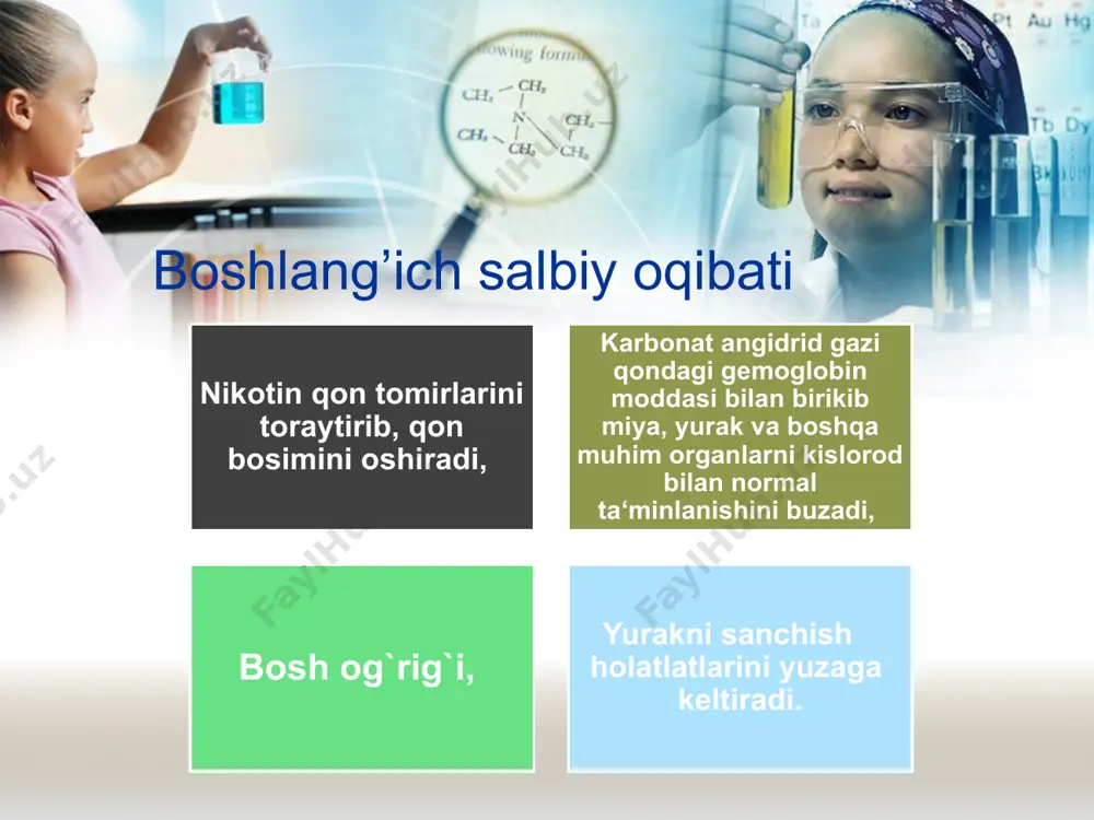 dan 40 foizgacha kamayadi. bu esa o’z-o’zidan mehnat unumdor ligining pasayishiga olib keladi. 25 foizga yaqin aroqxo’rlar mastlik paytida o’zini o’zi o’ldirishni o’ylaydi. 100 gramm spirtli ichimlik sportchini ikki haftaga ishdan chiqaradi. spirtli ichimliklar ichish, chekish, ayniqsa, ayollar va yosh bolalarga kuchli va tez ta'sir etadi. ayol kishi bir-ikki yil mobaynidayoq alkogolga o’rganib qoladi. 13-14 yoshli o’g’il yoki qiz bolaga beriladigan bir qadah kuchsiz vino katta yoshli odamning bir shisha aroq ichgani kabi yomon ta'sir etadi. oilada bolaning tug'i- lishi ba'zan quvonch emas tashvish, g'am keltiradi. ichuvchi ota-onadan ishyoqmas, aqli zaif, beqaror, xunuk, badfe'l, jinni sifat farzandlar tug'iladi. bunday bolalar ota-ona uchun ham, jamiyat uchun ham falokatdir. kuzatishlar shun dan dalolat beradiki, 1000 ga yaqin bolalarnirig 500 tasining onasi, 70 tasining otasi ham, spirtlik ichimlik iste'mol qilar ekan. alkogolizmning naslga ta’siri fransuz shifokori demma 28 yil davomida eri ham, xotini ham ichkilikbozlikka o'rgangan o'nta oilani kuzatgan. bu oilalarda tug'ilgan 57 …