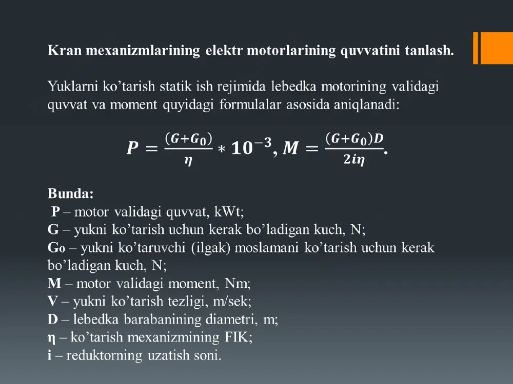 kran mexanizmlarini elektr motorlarining quvvatini tanlash - Page 5