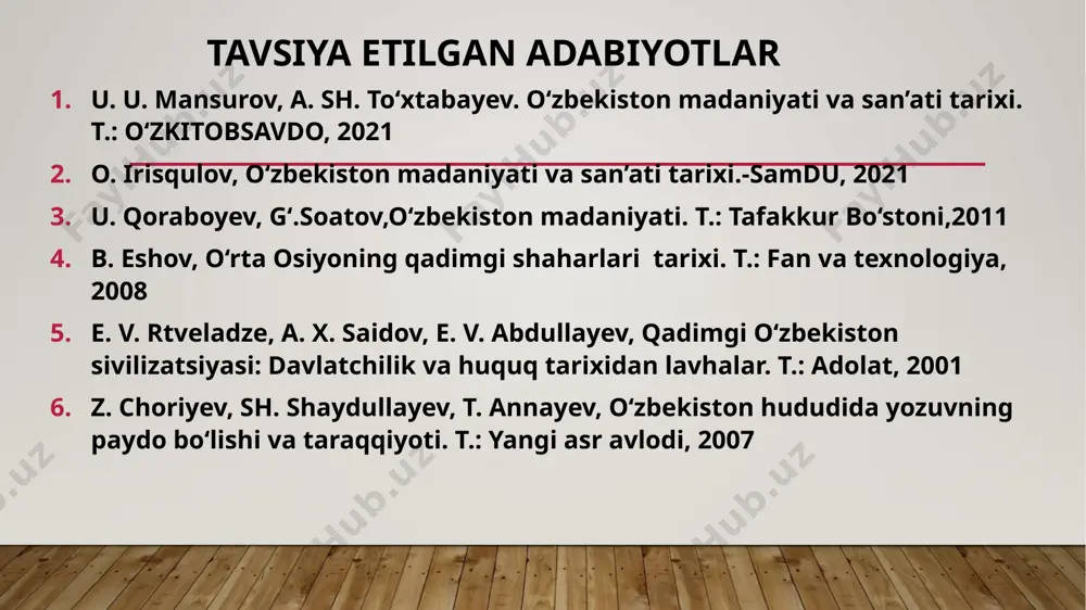 arining sin tezi hisoblanadi. bu madaniyatga markaziy osiyo xalqlari ham o‘zining hissasini qo‘shgan. ahamoniylar san’atining suza va persepoldagi ulkan yodgorligi qurilishiga markaziy osiyo mintaqasidan ko‘plab xomashyo keltiril gan. baqtriyadan oltin, sug‘ddan lojuvard va qimmatbaho toshlar, xorazmdan feruza olib borilgan. ahamoniylar davri madaniyatida zardushtiylik va avestoning o‘rni zardushtiylik ahamoniylarning davlat dini sifatida qabul qilinishi bilan birga g‘arbga ham keng yoyila boshladi. qadimgi eronliklar oliy xudo axuramazdaning o‘g‘li olov mabudi atarga ham sig‘inganlar qadimgi eronda suv muqaddas hisoblangan. shu sababli muqaddas vorukash ko‘li to‘g‘risidagi tasavvur suvga e’tiqod asosiy elementi hisoblangan. suv ruhi apam-napatga e’tiqod qilish avestoda saqlanib qolgan. olov xudosi marhamatli hisoblangan va u uch boshli ajdarho dahhokni yenggan. shu bilan birga qadimgi quyosh xudosi mitra, yersuv va hosildorlik ma’budasi anaxitaga e’tiqod qilish ham keng tarqalgan. oromiy yozuvi mil. avv. 7-6 asrlarda 22harfdan iborat oromiy yozuvi mixxat-lar o‘rniga ishlatiladi oromiy yozuvining paydo bo‘lishi, semit qabilalari uyushmasida-gi oromiylar b-n bog‘liq mil. avv. 6-4 …