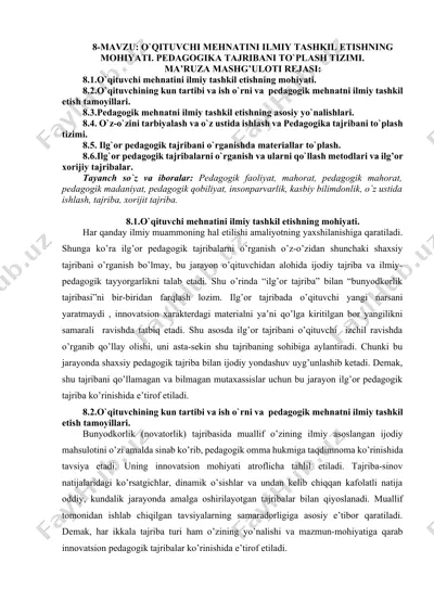 o`qituvchi mehnatini ilmiy tashkil etish — DOCX