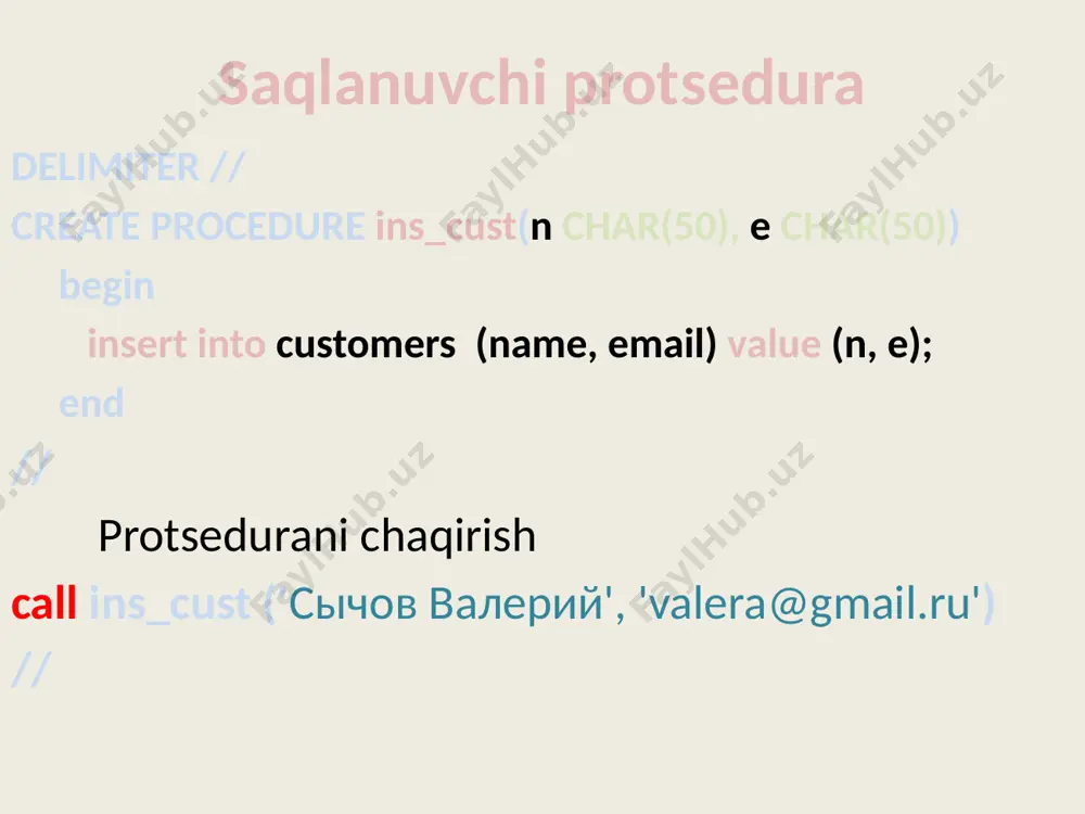saqlanuvchi protseduralar (mysql) - Page 4