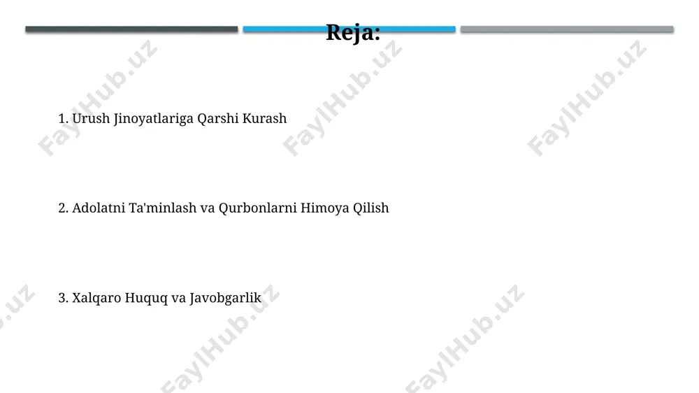 ib, sudon va boshqa mintaqalardagi urush jinoyatlarini tergov qilish va sud qilish bilan shug'ullanadi. urush jinoyatlariga qarshi kurash tushunchasi xalqaro jinoyatlar sudi (xjs)ning rim statutiga ko'ra, genotsid, insoniyatga qarshi jinoyatlar va urush jinoyatlari kabi jinoyatlar uchun yakka tartibdagi javobgarlik belgilanadi va gaaga shahrida joylashgan. urush jinoyatlariga qarshi kurash, 1949 yildagi jeneva konventsiyalari va ularning qo'shimcha protokollari bilan belgilangan xalqaro huquq normalariga asoslanadi, bu 150 dan ortiq davlat tomonidan ratifikatsiya qilingan. urush jinoyatlariga qarshi kurashda fuqarolik jamiyatining roli fuqarolik jamiyati tashkilotlari, jumladan, inson huquqlari himoyachilari va advokatlar, 100 dan ortiq shaxsga qarshi urush jinoyatlari bo'yicha da'volar tayyorlash va ularni xalqaro sudlarga taqdim etishda faol ishtirok etmoqdalar. misol tariqasida xagada joylashgan xalqaro sudlarni keltirish mumkin. urush jinoyatlarini hujjatlashtirishda, masalan, 2014-yildan beri ukrainadagi mojaroda fuqarolik jamiyati tashkilotlari 5000 dan ortiq voqea haqida dalillar to'plagan, bu xalqaro sudlar uchun muhim ahamiyatga ega. xalqaro huquq va urush jinoyatlari халқаро жиноят суди (хжс) рим статутига асосан …