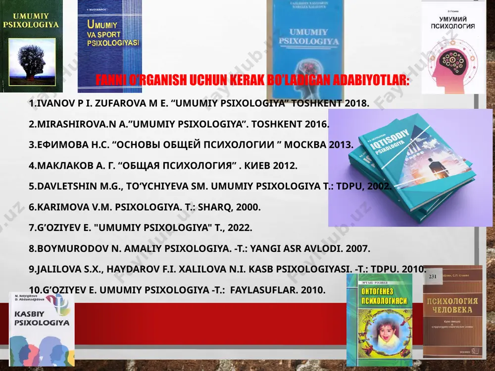 shga qaratilgandir ushbu qonuniyatlarni bilish, ularni boshqarish, tashkil etish, ta’lim-tarbiya jarayonlarini to`g`ri olib borishga yordam beradi 7 psixologiyaning fan sifatida rivojlanishining asosiy bosqichlari. psixologiyaning fan sifatida rivojlanishining asosiy bosqichlari. uzoq vaqtgacha psixologiya mustaqil fan bo'lmay, falsafa tarkibiga kirib kelgan. alohida ilmiy fan ma'nosidagi «psixologiya» termini ham yo'q edi. bu termin xvi asr oxirida paydo bo'lib, xviii asr o'rtalaridan boshlab hamma ishlatadigan bo'lib qoldi. psixologiya xviii asrning oxi­rida va xix asrning boshlaridagina mustaqil fan bo'lib shakllandi. 1879 yil psixologiyaning fan (tizim) sifatida kelib chiqishining shartli sanasi. v. volf - psixologiyaning asoschisi. birinchi bosqich. antik davr - psixologiyaning predmeti ruhdir. bu davrda ruhning tabiatini tushunishda ikkita asosiy yo'nalish mavjud: idealistik va materialistik. idealistik yo'nalishning asoschilari sokrat va platon (ruh o'lmaslikning boshlanishi). ruhni tushunishdagi materialistik yo'nalish demokrit, anaksagor, anaksimen tomonidan ishlab chiqilgan. aristotel psixologiyaning asoschisi hisoblanadi, u o'zining "ruh haqida" asarida o'sha paytda mavjud bo'lgan ruh haqidagi bilimlarni umumlashtirgan va shu orqali tirik …