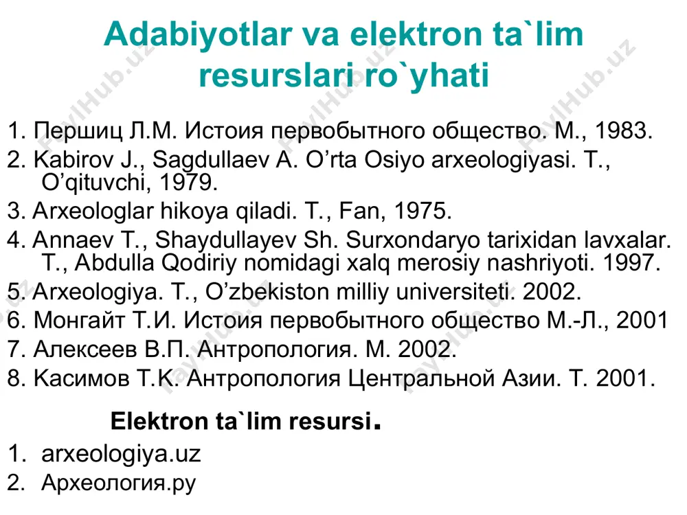 uyak qoldiqlarini topgan. e. dyubua bu suyak qoldiq-larini dastlabki odam deb tarif berib pitekantrop nomini bergan. hozirda maymunsimon odamlarni arxantrop deb ataydilar. “homo erectus”-tik yuruvchi odam. arxantroplar butun ko’hna dunyoga tarqalgan. ular 1,5-0,5 mln. yillar muqaddam yer yuzining egalari bo’lgan. pitekantroplar yer kurrasining mo’tadil iqlim bo’lgan joylarida tarqalganlar. ularning yashash davri 1,0-0,7 mln.yillarga to’g’ri keladi. qadimgi odamlar: pitekantroplar, arxantroplar, sinantroplar (homo erectus) sinantrop –ilk bor topilgan joyiga nisbatan nomlangan. sianantroplar olovdan foydalanishni bilishgan. toshdan mehnat qurollari yasashgan. yashagan davri –miloddan avvalgi 600 ming yillar. sinantroplarning tanasi va miya qutisining kattalashishi bilan birga ular aqlidada ham keskin o’zgarishlar sodir bo’lgan. ular tashqi obrazlarni qabul qilganlar, so’zlashganlar va tashqi dunyoni boshqarganlar. ayni shu ajdodimiz olovni kashf etdi va uni o’zlashtirdi.olovni ixtiro qilgan odam ob-havoga mutelikdan xalos bo’ldi. shu bois muzlik davri boshlanishidan oldin o’z jonini saqlab qoldi. dastlabki aqlli odamlar odatda ularni ilk bor topilgan joyiga nisbatan neandertallar deb ataganlar. ularni paleoantroplar …