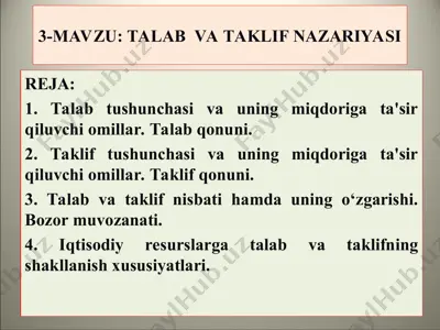 talab va taklif nazariyasi — PPT