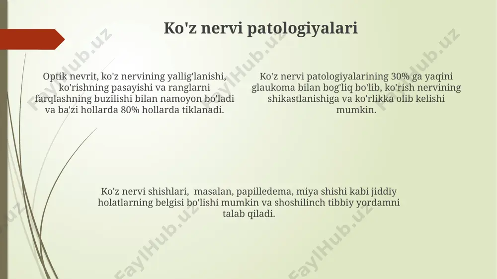 larli darajada yaxshilanishi kuzatiladi, ammo operatsiyadan keyingi asoratlar xavfi ham mavjud. to'r pardadagi o'smalarning diagnostikasi ko'z pardasidagi o'smalarni aniqlashda yuqori aniqlikdagi optik koherentli tomografiya (okt) tekshiruvi muhim ahamiyatga ega bo'lib, o'smaning hajmini, joylashuvini va tuzilishini 3d tasvirda ko'rsatadi. ko'z pardasidagi o'smalarni tasniflashda va davolashni rejalashtirishda histologik tekshirish, ya'ni biopsiya natijalari juda muhim bo'lib, taxminan 95% aniqlik bilan diagnostika qo'yish imkonini beradi. fluorestsent angiografiya (fa) yordamida o'smaning neovaskulyarizatsiyasi darajasini baholash mumkin, bu esa o'smaning agressivligini va davolash strategiyasini aniqlashga yordam beradi. o'smalarning taxminan 20% neovaskulyarizatsiyaga ega. to'r pardada o'smalar to'r pardada o'smalarni aniqlashda, fluorestsin angiografiyasi va optik koherent tomografiyasi (okt) kabi tasviriy diagnostika usullari muhim rol o'ynaydi va yuqori aniqlikdagi tasvirlar beradi. “to'r pardada o'smalar”ning 20% dan ortig'i retina melanomasidan iborat bo'lib, bu ko'zning eng xavfli o'smalaridan biri hisoblanadi va erta diagnostika muhim ahamiyatga ega. to'r pardadagi o'smalarning davolash usullari ularning turiga, o'lchamiga va bosqichiga bog'liq bo'lib, jarrohlik, fotokoagulyatsiya yoki radiatsiya …