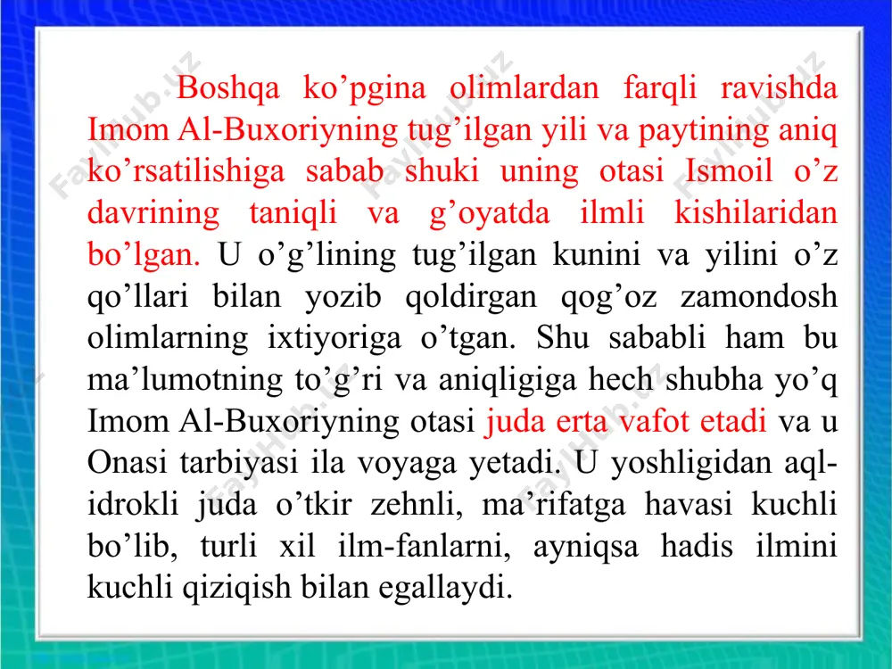 imom al-buxoriy va uning "sahihi buxoriy" asari - Page 5