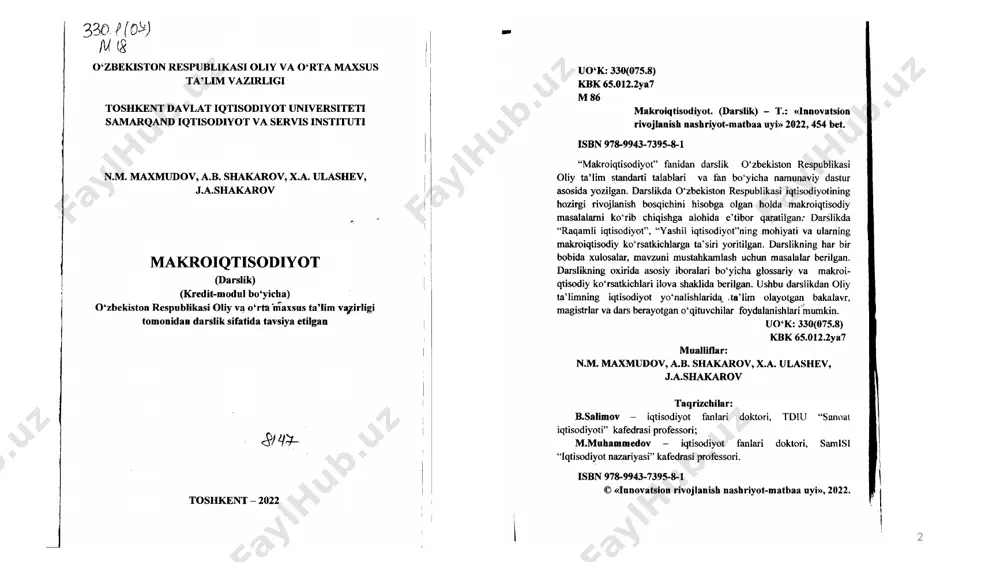 amizda bu ulush 58,0 %ni tashkil etgan. shuningdek, rivojlangan mamlakatlarda iste’mol xarajatlari shaxsiy tasarrufdagi daromadning 90 foizdan ortiq qismini tashkil etadi. shu tufayli ham iste’mol xarajatlariga ta’sir etuvchi omillarni, uning o‘zgarish qonuniyatlarini o‘rganish muhim ahamiyatga ega. 6 7 c/yaim 2010 2011 2012 2013 2014 2015 2016 2017 2018 2019 2020 2021 2022 2023 0.62 0.64 0.62 0.63 0.64 0.65 0.66 0.65 0.64 0.61 0.57999999999999996 0.61 0.62 0.61 shaxsiy daromad - aholi to‘laydigan daromad solig‘i - aholi to‘laydigan mulk solig‘i - aholi to‘laydigan ayrim nosoliq to‘lovlari = shaxsiy tasarrufdagi daromad (shtd). shtd uy xo‘jaliklari tomonidan iste’mol (c) va jamg‘arish (s) uchun ishlatiladi. shtd (yd) = c + s id = c + s 8 1-jadval daromad, iste’mol va jamg‘arish ko‘rsatkichlari 9 yillar tasarrufdagi daromad (yd) iste’mol (c) jamg‘arish (s) 1 2 3 4 5 6 7 370 390 410 430 450 470 490 375 390 405 420 435 450 465 -5 …