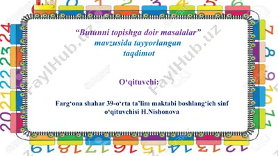 "butunni topishga doir masalalar" — PPTX
