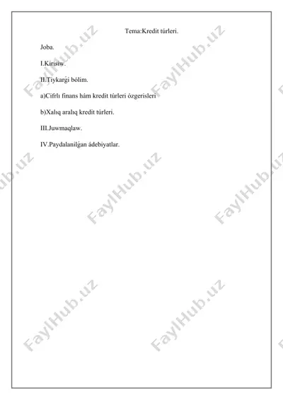 xalıq aralıq kredit túrleri — DOCX
