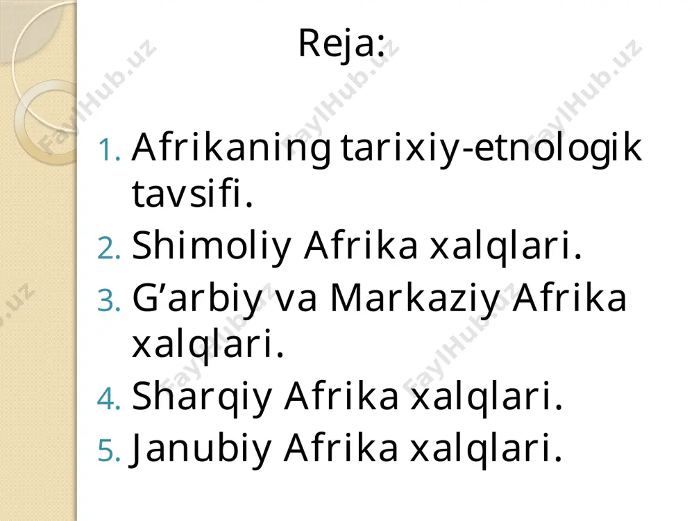 oʻsadi. afrikaning shim. subtropik yerlarida hamda jan. chekkalarida doim yashil butazorlar tipik oʻsimliklardir; togʻ yon bagʻirlari oʻrmonlar bilan qoplangan. afrikada 40000 dan ortiq gulli oʻsimlik turlari bor. suvlari afrikada daryolarning geografik taqsimlanishi ham, sersuvligi ham turlicha. atlantika okeaniga kongo (afrikadagi eng sersuv va uzunligi jihatidan ikkinchi oʻrindagi daryo — 4370 km), niger, oranj daryolari quyiladi. hind okeaniga quyiladigan daryolardan eng kattasi zambezi (2660 km). oʻrta dengizga asosan nil (afrikadagi eng uzun daryo — 6671 km) quyiladi. afrika maydonining 1/3 qismidan koʻprogʻi ichki suv havzalaridir. bu yerlarda sernam mavsumlardagina suv oqadi (sahroi kabir, kalaxari, sharqiy afri-kaning bir qismi). katta daryolar turli xil iqlimli oʻlkalardan oqib oʻtadi va rejimi juda murakkab. dare oʻzanlarida ostonalar va sharsharalar koʻp (nil ostonalari, zambezidagi viktoriyasharsharasi, kongodagi stenli va livingston sharsharalari). afrikadagi eng yirik koʻllar tektonik yoʻl bilan hosil boʻlgan: sharqiy afrikadagi albert, eduard, kivu, tanganika (chuq. 1435 m — chuqurligi jihatidan dunyoda baykal koʻlidan keyin 2-oʻrinda), …
