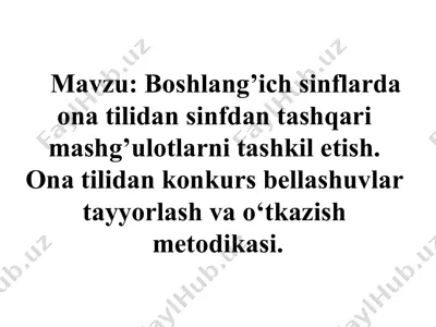 onatilidansinfdan tashqari mashg'ulotlarni tashkil etish — PPTX