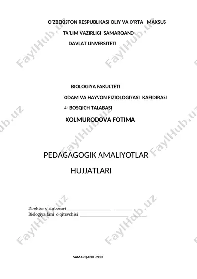 pedagagogik amaliyotlar hujjatlari — DOCX