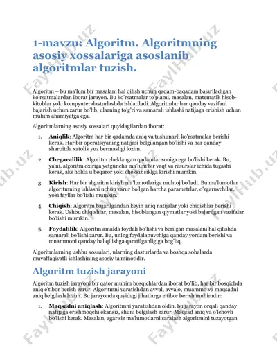 algoritmlar va ularning turlari — DOCX