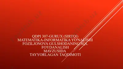 sqldan foydalanish — PPTX