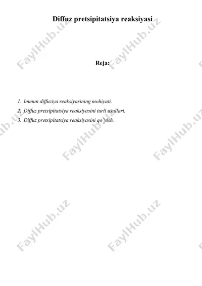 diffuz pretsipitatsiya reaksiyasi — DOCX