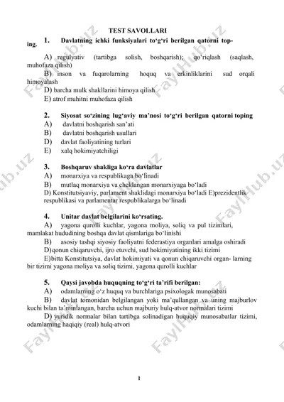 davlat ichki funksiyalari — DOCX