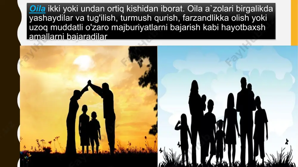 “akkordeon” oilada a’zolardan kimdir, bu ko’p hollarda ota – u yoki bu sababga ko’ra oila a’zolari bilan kam ko’rishadi (uzoq muddatli safar). ota bunday holatlarda o’zaro muomala jarayonlarida yo jismonan mavjud shaxs sifatida yoki ramziy tarzdagi ota sifatida ishtirok etadi. oilada er-xotinlik aloqalari ham, ota va bola munosabatlari ham, bolalar o’rtasidagi o’zaro munosabatlar ham o’ta nozik holatda bo’ladi muammoli oilalar s.minuxin chizmasida oilaviy o’zaro munosabatlar tizimining shakllari tarkiban ham, turar-joy, yashash joyi masalasida ham o’zgaruvchan bo’ladi. masalan, ayrim ayollar birinchi nikohidan ajralganidan so’ng tez-tez erkaklarni almashtiradi, toki ko’ngliga ma’qul bo’lgan insonni topmagunicha turlicha munosabatlar tizimida bo’ladi. bu farzandlar tomonidan yaxshi qabul qilinmaydi, ona bilan bolalar munosabatlari hamisha tarang turadi noto’liq oila ba’zan turmush o’rtog’idan birining o’limi tufayli judolikka mahkum etilganlar oilasida ham o’ziga xos munosabatlar shakllangan bo’lib, ularda go’yoki “arvoh” oilaviy jarayonlarning barchasida ishtirok etayotganga o’xshaydi. ayniqsa, sharq xalqlarida marhumning ruhini hurmat qilib, barcha oilaviy tadbir va marosimlarda ularning ruhlarini …