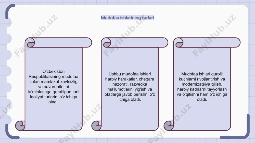 nologik taraqqiyotga qaratilgan. mustahkam mudofaa strategiyasiga ega o‘zbekiston o‘z harbiy salohiyatini mustahkamlash va chegaralarini himoya qilishga intiladi. e'tiboringiz uchun rahmat