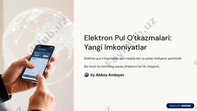 elektron pul o'tkazmalari: yangi imkoniyatlar — PDF