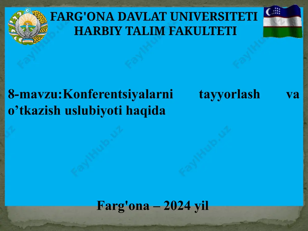 o’quv muassasa va o’quv yurtining o’quv tarbiyaviy ishlari tajribasi va hayotiga mustahqam kirib bordi. ular dars-konferentsiyalar, ilmiy – amaliy, nazariy, yakuniy va o’quvchilar konferentsiyasi ko’rinishida olib boriladi. ularni samarali o’tkazish avvalom bor harbiy vatanparvarlik ruhida tarbiyalash maqsadi, ularning umumiy o’quv tarbiya tizimidagi o’rni, o’quvchilar yoshi, tarbiyaviy darajasi, madaniyati va hayotiy tajribalarini hisobga ola bilishni belgilab beradi. konferentsiyalar o’qish davrida bo’lgani kabi o’qishdan tashqari faoliyat davrida ham, lekin ko’pincha ana shu ikki jarayon ulanish paytida ulardan foydalash maqsadga muvofiqdir. harbiy vatanparvarlik mavzusi bo’yicha konferentsiyalar o’tkazish harbiy xizmatga tayyorlash bo’yicha o’quv va sinfdan tashqari mashg’ulotlar butun tizimiga tayanuvchi katta tayyorgarlik ishlari olib borishni talab etadi. «chaqiruvga qadar boshlang’ich tayyorgarlik” o’qituvchisining muhim vazifalaridan biri konferentsiya mavzusi aniq va tushunarli qilib belgilash, mavzu o’quvchilar tomonidan ma’kullanishi, harbiy vatanparvarlik tarbiyasi masalalari va o’qiuvchilar yoshi va individual hususiyatlari bilan belgilanishi kerak. yoshlarni vatan himoyasiga tayyorlash muammolariga bag’ishlangan konferentsiyalar o’quvchilarda katta qiziqish uyg’otadi. masalan: "qurolli jangning yangi …