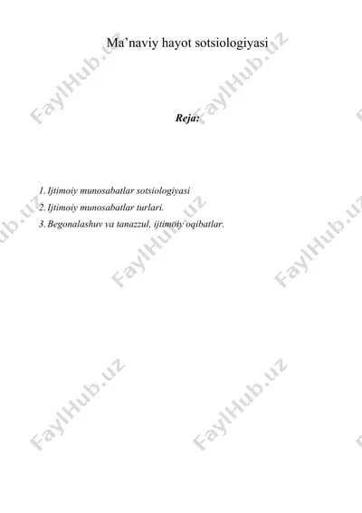 ma’naviy hayot sotsiologiyasi — DOC