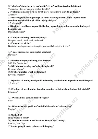 dunyoqarash va falsafa — DOCX
