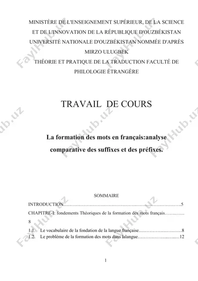 la formation des mots en français: analyse comparative des suffixes et des préfixes — DOCX