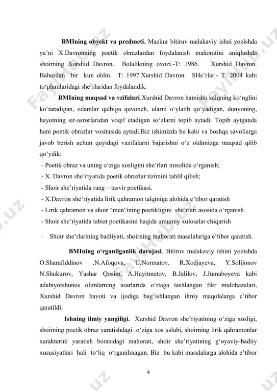 etadi. agar mana shu yondashuv bo‘lmaganda edi, badiiy adabiyotdagi obraz tushunchasi o‘zining ko‘p qatlamli mohiyatini yo‘qotgan bo‘lardi. chunki aynan obrazga yuklangan individuallik alal-oqibatda uning jozibasini oshiradi, ya’ni obrazni turli-tuman nuqtai nazardan turib baholash, talqin etish imkonini beradi. poetik obrazning kuchi, jozibasi yana shundaki, u shoir ifodalamoqchi bo‘lgan fikr, his-tuyg‘u va kechinmani ma’no jihatidan tovlantirib beradi. ya’ni o‘z kayfiyatini ayniqsa, ramziy obraz orqali aks ettirgan shoir shu narsaga erishadiki, endi uni har o‘quvchi o‘ziga tanish manzaralarda tushunadi. u yaratgan obrazlar muxlislar qalbida yangidan inkishof etiladi. shu ma’noda har bir o‘quvchining yuragida o‘z «go‘zal»i (cho‘lpon), o‘z «na’matag»i (oybek) va o‘z «tilla baliqcha»si yashaydi. demak, shoir obraz orqali fikrlay boshlaganda fikrini oxirigacha aytmaydi. chunki bu ishni o‘quvchining o‘zi bajaradi. shu tarzda san’atning, she’riyatning estetik ta’sir maydoni kengayib boradi. har bir tarixiy davr o‘zining muammolari bilan yashaydi. bunday yashash davr kayfiyatini belgilaydi hamda ayni kayfiyatni o‘zida mujassam etadi, uni aks ettiradi. demak, she’riyatdagi obrazlar …