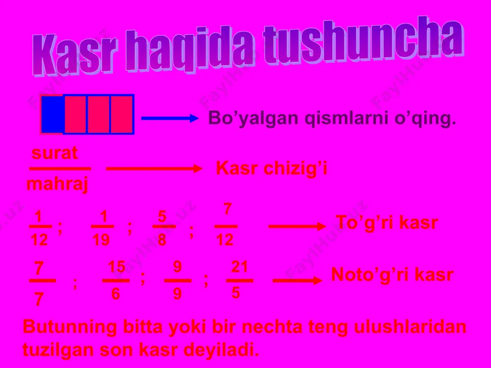 kasrlar. kasrlar ustida amallar. dars ishlanma - Page 4