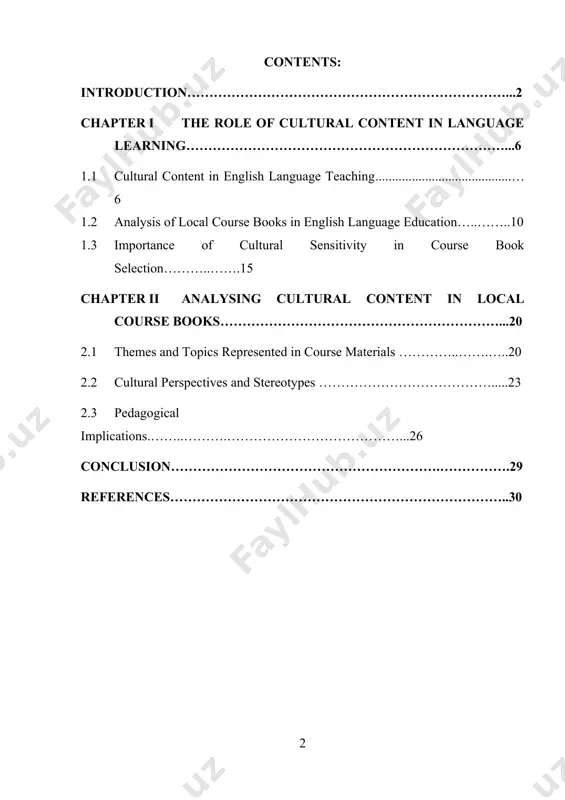 ng cannot be overstated, as it not only enhances communicative skills but also deepens understanding and appreciation of diverse cultures worldwide. by analyzing the cultural content embedded within course materials, this study aims to shed light on the representation, portrayal, and pedagogical implications of cultural elements within the educational framework. through an exploration of existing literature, methodological approaches, and empirical analysis, this paper endeavors to contribute to the discourse on effective strategies for integrating cultural content into english language instruction at the university level. the aim of this course paper is to critically analyze the cultural content present in local course books used for teaching english to university students. through this analysis, the paper aims to evaluate the representation, portrayal, and pedagogical implications of cultural elements within these materials. additionally, the paper seeks to contribute to the discourse on effective strategies for integrating cultural content into english language instruction at …