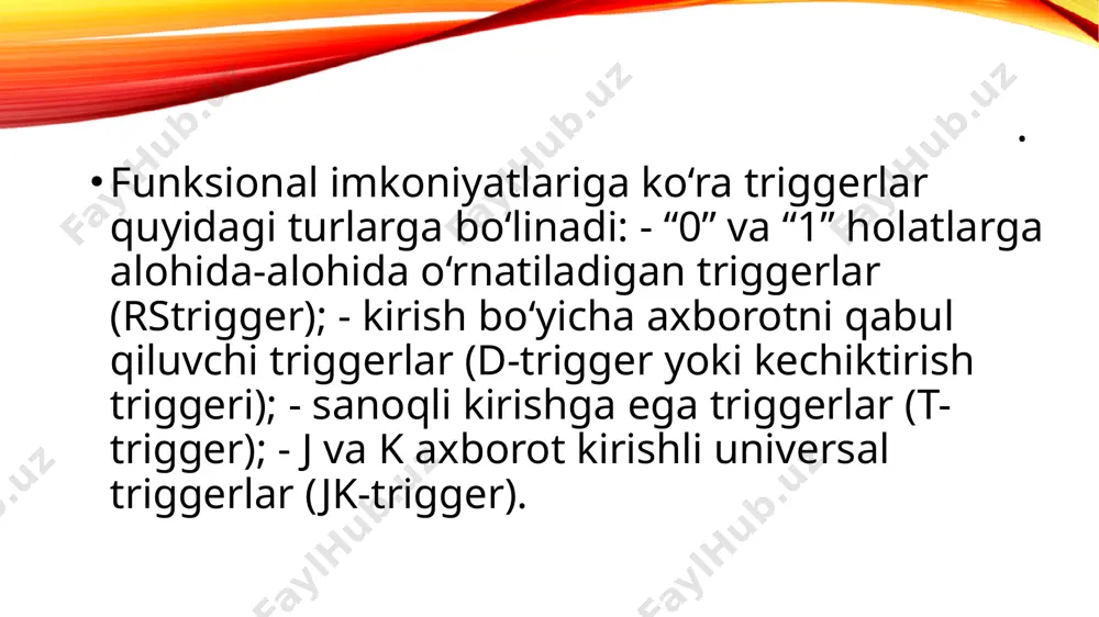 triggerlarning turlari va ularning ishlash prinsiplari - Page 5