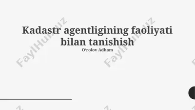 kadastr agentligining faoliyati — PPTX