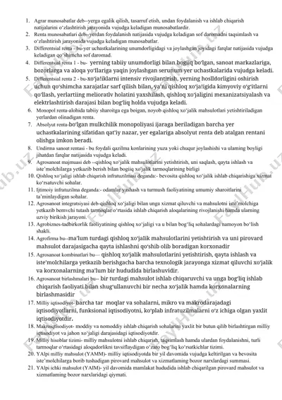 agrar va renta munosabatlari — DOCX
