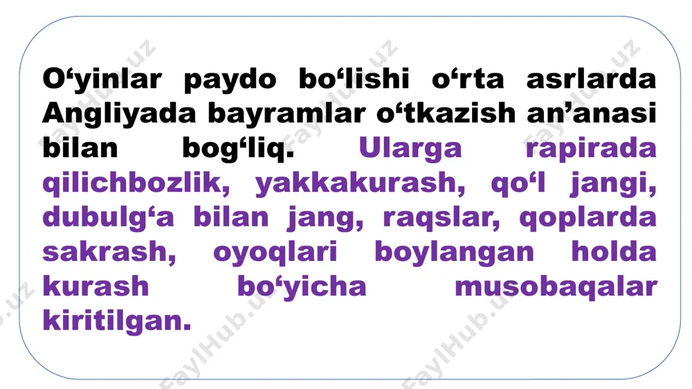 rohib bo‘lgan va kubertenga olimpiya shiori bo‘lgan «citius, altius, fortius – tezroq, balandroq, kuchliroq» iborasini taklif qilgan (sanasi keltirilmagan). o‘n to‘qqizinchi asrning boshida champs-elysees yopiq turdagi ippodrom shaklidagi cirque des champs-elysees deb nomlangan sirk tashkil qilingan. olimpiya sirki 1827 yilda templa yaqinidagi binoda tashkil qilingan. 1853 yilda tashkil qilingan frankoni ippodromida aravalarda poygalar va rim sirk tomoshalari o‘tkazilgan. 6000 kishiga mo‘ljallangan arena amerikalik shoumen tomonidan qurilgan va u, o‘z oilasi bilan parijdagi olimpiya sirkida ishtirok etgan italiyalik chavandoz antonio frankoni sharafiga nomlangan. monrealda 1842 yili olimpiya klubi qurilgan. unda, 1844 yilda ikki kunlik “olimpiya o‘yinlari” o‘tkazilgan bo‘lib, ular mahalliy aholini kelgindilarga qarshi ishtiroki bilan birinchi ommaviy sport musobaqalari o‘tkazilgan. lekin, o‘n to‘qqizinchi asr davomida shotlandiyadagi “tog‘ o‘yinlari” va “sport yurishi” (professional sportchilar) sport tadbirlaridagi ancha ta’sirchan va ommaviy sport turlariga aylandi. shimoliy amerikaga immigratsiya qilingan minglab irlandiyaliklar va shotlandiyaliklar o‘zlari bilan an’analarini ham olib ketgan, buni bostonda (1853 y.) va …