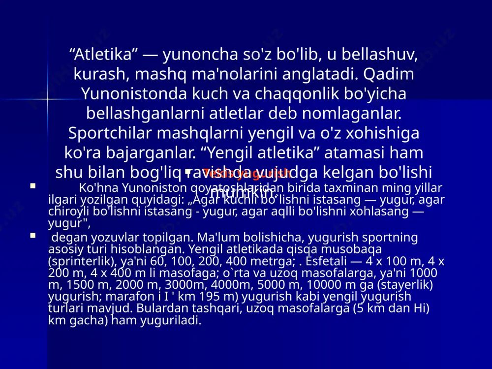 siklik sport turlarining fiziologik tavsiflash, yengil atletika - Page 5