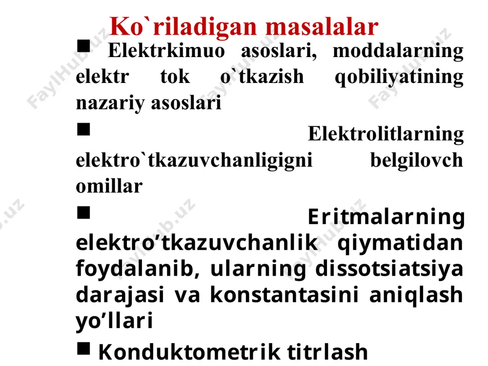 gipokislotalikdan, 0,8 sm/m bolishi kislotalik yoqligidan dalolat beradi. elektro’tkazuvchanlikni tibbiyotdagi ahamiyati elektromiografiya elektromiografiya zararsiz va og‘riqsiz muolaja, shuning uchun tayanch-harakat apparatining bioelektrik faolligini aniqlashda keng qо‘llanadi s l r r = ) ( 2 l l l l - ¥ ¥ = с к а са к - = 1 2