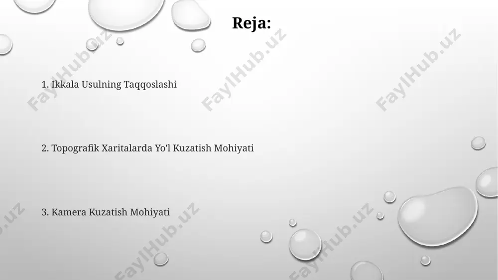 umkin. kamera kuzatishi, masalan, toshkent shahri atrofida 30 dan ortiq nuqtalarda olingan 1000 dan ziyod suratlarni o‘z ichiga olgan katta hajmdagi ma’lumotlar to‘plamini tahlil qilishni talab qiladi. amaliy misollar va qo'llanmalar toshkent viloyatining 1:50 000 masshtabli topografik xaritalaridan foydalanib, 5 km uzunlikdagi yo'lning marshrutini aniqlashda raqamli fotogrammetriya usullarining samaradorligi 20% ga oshdi. samarqand shahridagi 3d modellashtirish loyihasida 1000 dan ortiq fotosuratlarni qayta ishlash orqali, yo'l tarmog'ining aniqligi 95% ga yetkazildi, bu esa xaritalash ishlarining aniqligini oshirdi. farg'ona vodiysidagi 25 ta qishloq xo'jaligi maydonlariga 3d topografik xarita yaratishda dronlardan olingan 5000 ta yuqori aniqlikdagi suratlar va yo'l trassalarini aniqlashda avtomatlashtirilgan dasturiy ta'minot ishlatilgan. kelajakdagi tendentsiyalar va tadqiqotlar evropa ittifoqi mamlakatlarida amalga oshirilayotgan "horizon europe" dasturi doirasida, yo'lni aniqlash tizimlarining iqlim o'zgarishlariga moslashuvchanligini oshirishga qaratilgan 7 ta loyiha moliyalashtirilmoqda, bu esa ekologik omillarni hisobga oladigan yangi algoritmlarni rivojlantirishga olib keladi. toshkent shahridagi o'zbekiston milliy universiteti tadqiqotchilari tomonidan olib borilayotgan 3d topografik xaritalarni …