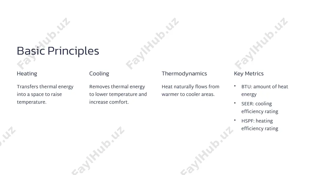int. 2 advanced refrigerants lower global warming potential to protect environment. 3 net-zero buildings combine efficiency and renewables for energy independence. 4 7 summary heating & cooling essential for indoor comfort and energy use. choose wisely match systems to local climate, budget, and goals. emerging tech offers better efficiency and environmental benefits. maintenance regular upkeep extends system life and performance. 8 9 image1.png image2.png image3.png image4.png image5.png image6.png image7.png image8.png image9.png