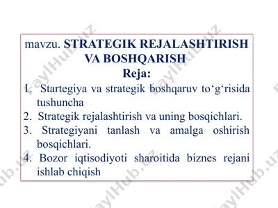 strategik rejalashtirish va boshqarish — PPTX