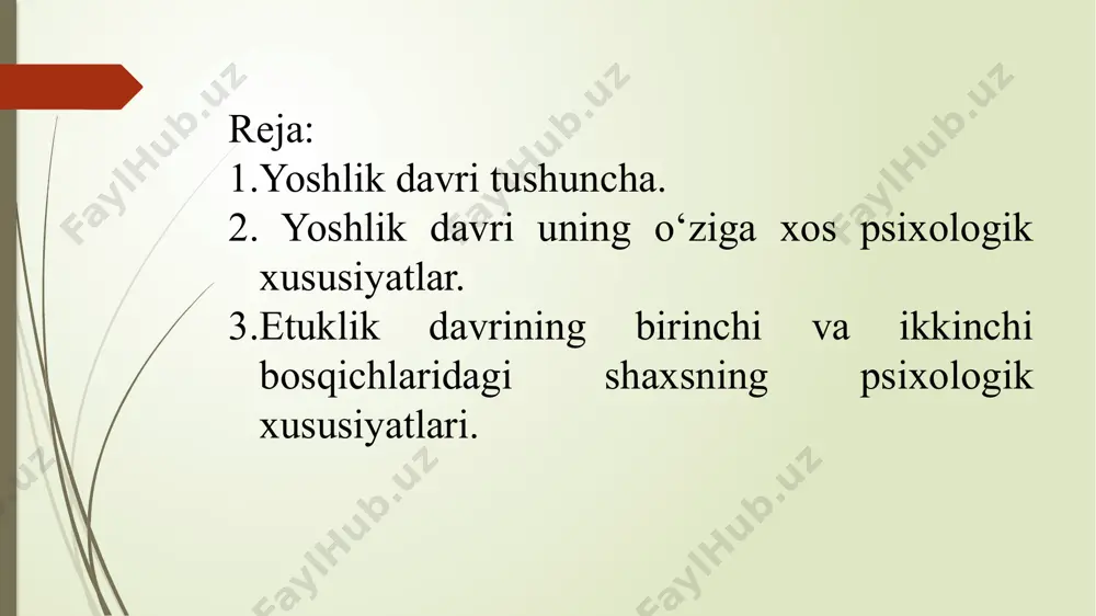 ehnat jamoasining saviyasi, undagi kishilarning xarakger xislatlari, ishlab chiqarish jamoasining qadriyatlari, ma’naviyati, an’analari va hokazo; b) bilim va bilishga oid qiyinchiliklar: maxsus o‘quv yurtida olgan bilimlardagi uzilishlar, saviyaningcheklanganligi, ijodiy izlanish faoliyatining zaifligi, tashabbuskorlikning etishmasligi va boshqalar; v) mutaxassislik bilan bog‘liq o‘ziga xos qiyinchilik- lar; ishlab chikdrishning mohiyash, xususiyash, texnologiya, quriyamalar, asboblar, amaliy ko‘nikmaning bo‘shliga yoki ular bilan etarli darajada tanishmaganlik, kasbningiqgasodiy negazini to‘la anglab etmaslik, xavfsizlik texnikasi, mahsulot ishlab chiqarishning chizma-yoyilmasi va grafik ifodasini taqqoslash murakkabligi, muammolar oldida esankirab qolish. bu qiyinchiliklarni enshsh davrida insonning ruhiy holatlari, jarayonlari va xususiyatlarida miqsor hamda sifat o‘zgarishlari ro‘y beradi. psixofiziolog p.plazarevning fikricha, eshitish, ko‘rish, periferik va kinestetik sezgirlikning o‘zgarishi 20 yoshdan boshlanadi. bu ma’lumotni chet el psixologlari fulds, raven, pako kabilar yanada rivojlantirib, aqliy va mantiqiy qobiliyatning mezoni 20 yosh deb hisobladilar. b.g.anan’ev o‘zining ilmiy- tadqiqotlarida yoshlik davrida yigit va qizlardagi o‘zgarishlarni murakkab shaxs jihatlaridan umumiy ruhiy holat, verbal va noverbal aqliy (mantiqiy …