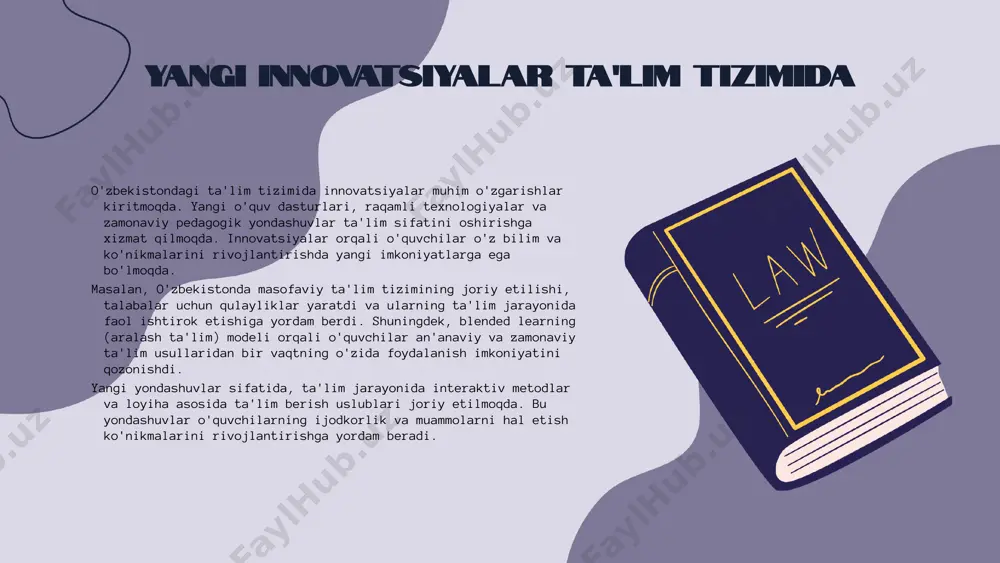 masalan, onlayn ta'lim platformalari, masofaviy darslar va virtual sinflar o'quvchilarga o'z bilimlarini mustahkamlash imkonini beradi. shuningdek, yangi texnologiyalar yordamida o'qituvchilar o'quvchilarning bilim darajasini yanada yaxshiroq kuzatish va baholash imkoniyatiga ega bo'lishadi. ta'limning ahmiyati ta'lim, kelajak avlod uchun zaruriy shartdir. u yoshlarni jamiyatga tayyorlashda muhim rol o'ynaydi, chunki ta'lim orqali bilim, ko'nikma va axloqiy qadriyatlar o'zlashtiriladi. ta'lim, nafaqat shaxsiy rivojlanishga, balki iqtisodiy rivojlanishga ham asosiy omil bo'lib xizmat qiladi. bugungi kunda o'zbekistonda ta'lim sohasidagi islohotlar yoshlarni global raqobatga tayyorlash va ularni zamonaviy bilimlar bilan qurollantirishga qaratilgan. kelajak avlodni tarbiyalash ta'limning roli yosh avlodni tarbiyalashda ta'lim muhim ahamiyatga ega. u bolalarga ijtimoiy ko'nikmalarni o'rgatadi, mustaqil fikrlovchi shaxslar sifatida tarbiyalaydi va ijtimoiy tenglikni ta'minlashda asosiy rol o'ynaydi. ko'nikmalarni rivojlantirish ta'lim orqali yosh avlodning inoyat va rahbarlik ko'nikmalarini rivojlantirish mumkin. bu ko'nikmalar, ularning kelajakdagi muvaffaqiyatlari va jamiyatga qo'shgan hissalari uchun muhimdir. ta'lim va iqtisodiy rivojlanish ta'lim va iqtisodiy rivojlanish o'rtasidagi bog'liqlik iqtisodiyotning barqaror o'sishi …