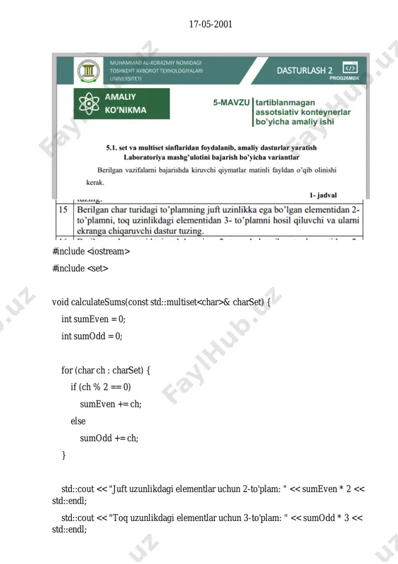 c++ dasturlash tilida elementlar to'plami uchun amallar - Page 2