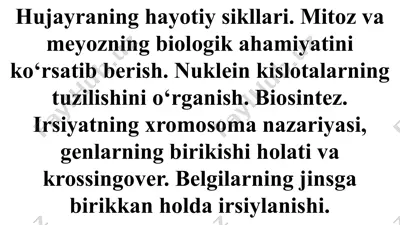 hujayraning hayoti va sikllari — PPTX