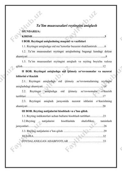 ta’lim muassasalari reytingini aniqlash — DOCX