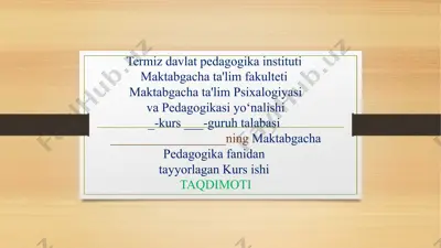 uch yoshli bolalar uchun xarakatli va so‘z o‘yinlarini tashkil etish — PPTX