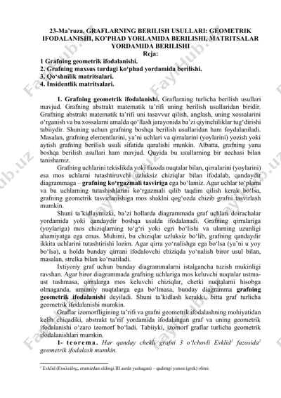 grafning geometrik ifodalanishi — DOCX