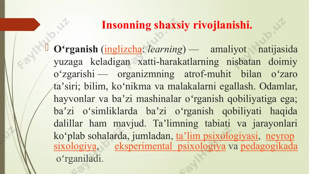 t aronson tomonidan ishlab chiqilgan) murakkab mavzularni yaxlit tushunish uchun talabalarni jamoalarda ishlashga va bir-biriga bog'liq bo'lishga undaydi. sinf kichik guruhlarga bo‘lingan bo‘lib, har bir guruh o‘quvchilardan iborat bo‘lib, ular ma’lum bir kichik mavzu yoki asosiy mavzu bo‘yicha “mutaxassis”ga aylanadi. ekspertlar guruhi muhokamasidan so'ng talabalar o'zgartiriladi va yangi guruhlarga joylashtiriladi. jigsa guruhlarida har bir talaba navbatma-navbat o‘z kichik mavzulari bo‘yicha o‘z tajribalarini tengdoshlari bilan o‘rtoqlashadi. muddiest point usuli muddiest point - bu guruhni baholash texnikasi (cat) bo'lib, u talabalarga nima haqida eng tushunarsiz va chalkashayotganini aniqlash imkoniyatini beradi, bu esa talaba tushunchani to'liq tushunadigan eng aniq nuqtaga ziddir. muddiest point guruhda har doim ikkilanuvchi, uyatchan va xijolat tortadigan talabalar uchun eng mos keladi. dars yoki o'quv faoliyati oxirida talabalar mumkin fikr-mulohazangizni so'rang va eng yaxshi va yomon nuqtalarni yozing qog'oz varag'ida yoki raqamli platformada. bu halollik va ochiqlikni rag'batlantirish uchun anonim tarzda amalga oshirilishi mumkin. faol o'quvchi bo'lish uchun siz …