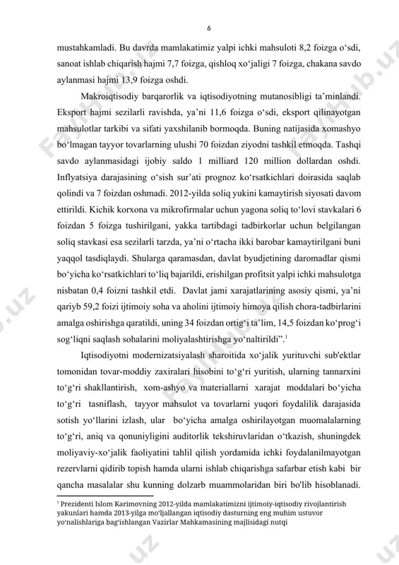 ruv malakaviy ishining ob’ekti navoiy viloyati, navoiy shahridagi “bunyodkor qurilish-montaj” mas’uliyati cheklangan jamiyati. bitiruv malakaviy ishining maqsadi va vazifalari. bitiruv malakaviy ishining asosiy maqsadi xo’jalik yurituvchi sub’ektlarda tovar-moddiy zaxiralar hisobini nazariy jihatdan keng yoritish, amaliy jihatidan hozirgi holatini o’rganish va ularning harakatini tahlil qilishni amalga oshirishdan iboratdir. ushbu maqsaddan kelib chiqqan holda bitiruv malakaviy ishining vazifalari shakllanadi. bu bo’yicha quyidagi vazifalarni amalga oshirish mumkin: • xo’jalik yurituvchi sub’ektlarda tovar-moddiy zaxiralar hisobini tashkil etish tartibini o’rganish; • xo’jalik yurituvchi sub’ektlarda tovar-moddiy zaxiralar hisobini tashkil etishning me’yoriy-huquqiy asoslarini o’rganish; • xo’jalik yurituvchi sub’ektlarning asosiy faoliyatini tahlili, uning iqtisodiy ko’rsatkichlarini o’rganish; • xo’jalik yurituvchi sub’ektlarda tovar-moddiy zaxiralarini hisobga olishni yaxshilash yo’llari va uni joriy etishning mexanizimlarini aniqlash; • xo’jalik yurituvchi sub’ektlarning tovar-moddiy zaxiralaridan samarali foydalanish yo’llarini chuqurroq yoritishdan iboratdir. yuqoridagilardan kelib chiqqan holda tovar-moddiy zaxiralar hisobini yaxshilash yo’llarini o’rganib chiqishdan iborat. tadqiqot predmeti bo’lib, xo’jalik yurituvchi sub’ektlarda tovar-moddiy zaxiralar hisobini uslubiy asoslari, moliyaviy …
