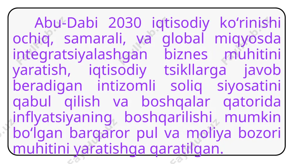 oshirishga qaratilgan. shuningdek, u yo'llar, jamoat transporti, infratuzilma va parvozlar uchun o'rindiqlar sig'imini oshirishga qaratilgan. viza, litsenziyalash va qoidalar: barcha arizalar va ruxsatnomalar uchun vaqtni qisqartirish uchun platformalar va jarayonlarni yaxshilashga qaratilgan. bundan tashqari, biznes yuritish qulayligini oshirish va investitsiyalarni jalb qilishga qaratilgan. taklif va shaharni faollashtirish: madaniy obidalardan tortib mehmonxonalar, tadbirlar va restoranlargacha bo'lgan shahar takliflarini yaxshilashga qaratilgan. sayyohlik strategiyasi sayyohlik strategiyasi 2023-yildagi 24 millionga yaqin tashrif buyuruvchilar sonini 2030-yilga borib 39,3 millionga ko‘paytirishga intiladi, bu o‘tgan yilga nisbatan 7 foizga oshadi. bundan tashqari, u baaning yalpi ichki mahsulotiga (yaim) turizm va sayohat sektorining hissasini sezilarli darajada oshirishni rejalashtirmoqda va uni 2023 yildagi taxminan 49 milliard aeddan 2030 yilgacha har yili 90 milliard aedga oshirishni rejalashtirmoqda. aed-baa pul birligi. bundan tashqari, abu-dabi 2030 sayyohlik strategiyasi 2030 yilga borib 178 000 ga yaqin yangi ish o‘rinlarini yaratishni maqsad qilgan. bundan tashqari, u bir kecha-kunduzda xalqaro tashrif buyuruvchilarni 2023 yildagi 3,8 …